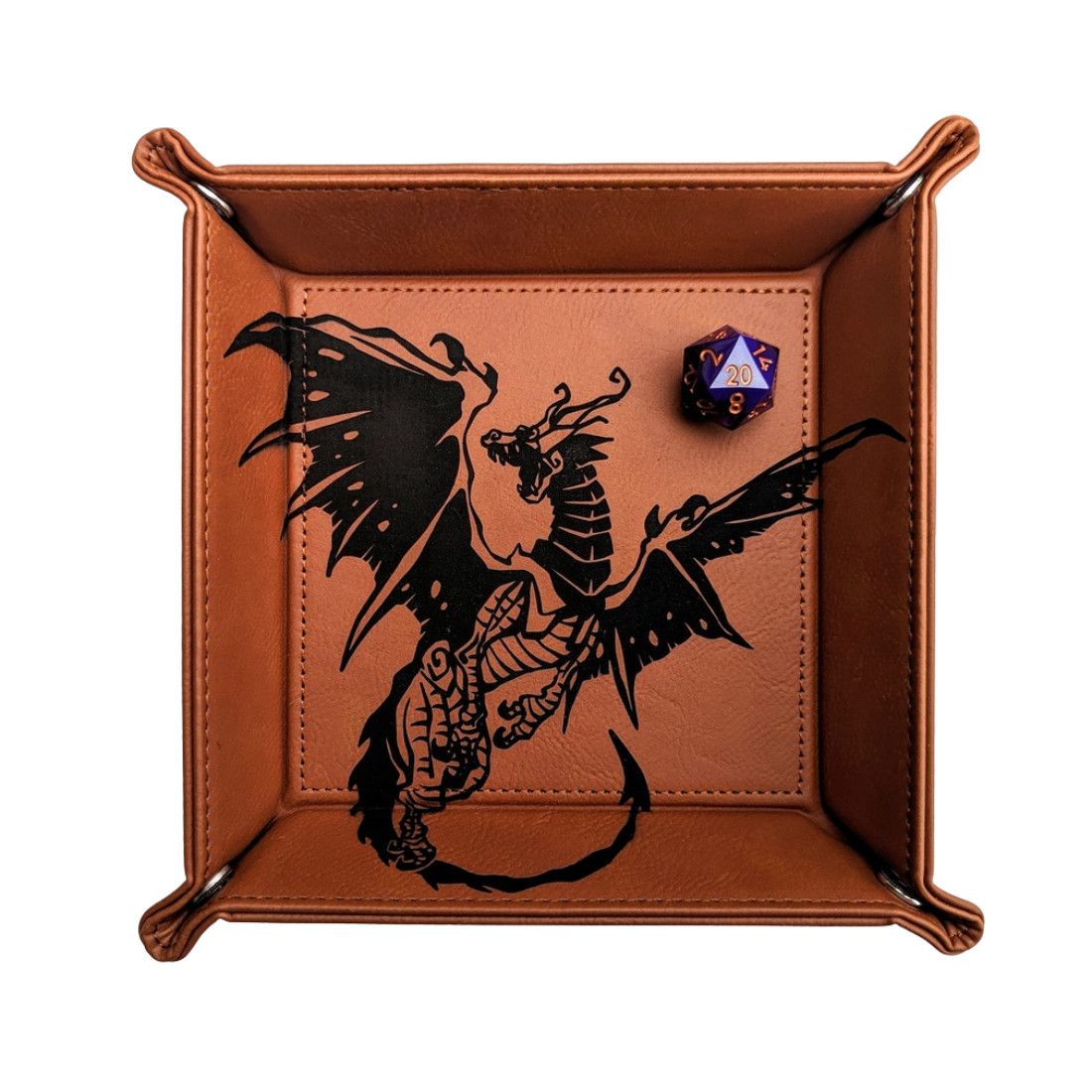 DICE TRAY: VEGAN LEATHER SPAWN OF TIAMAT Chestnut