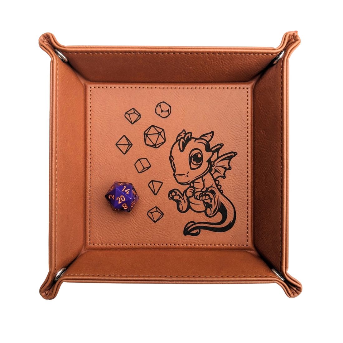 DICE TRAY: VEGAN LEATHER ADORAGON Chestnut