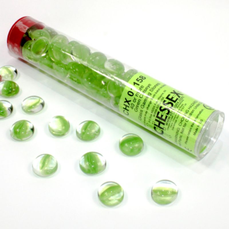 GLASS GAMING STONES CATSEYE GREEN
