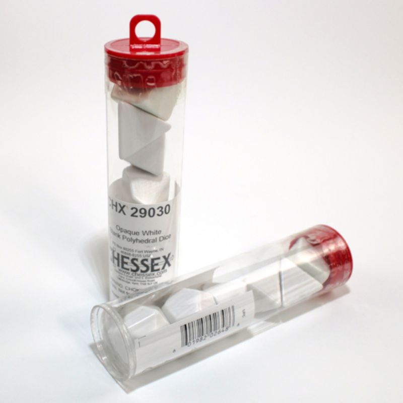 chx DICE SET 6 OPAQUE BLANK WHITE