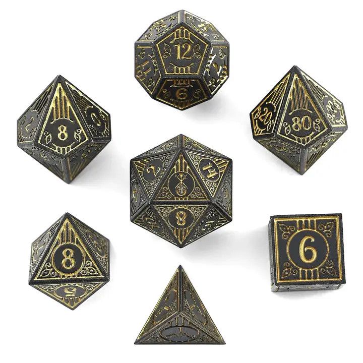 hym DICE SET 7 METAL BARD MATTE BLACK w/ GOLD