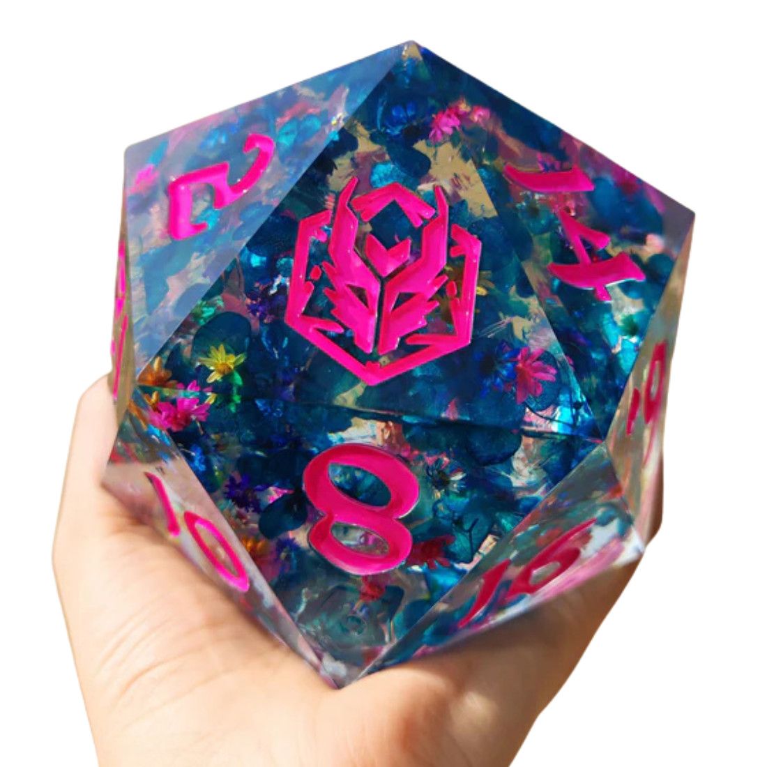 DICE D20 100MM CHONK SHARP EDGE RESIN - VAPOR WAVE