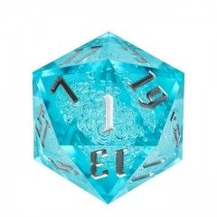 DICE D20 55mm HUGE - SHARP EDGE BLUE BUBBLES