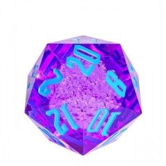 DICE D20 55mm HUGE - SHARP EDGE PURPLE BUBBLES