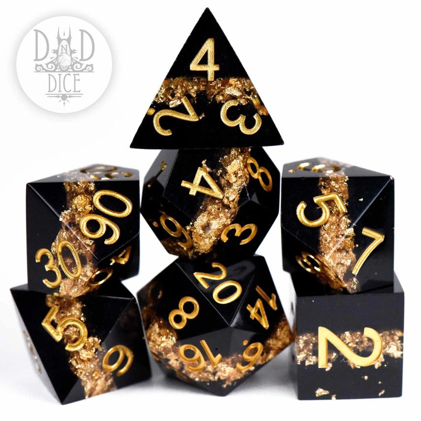 dnd DICE SET 7 HANDMADE - STAR BELT: Gold