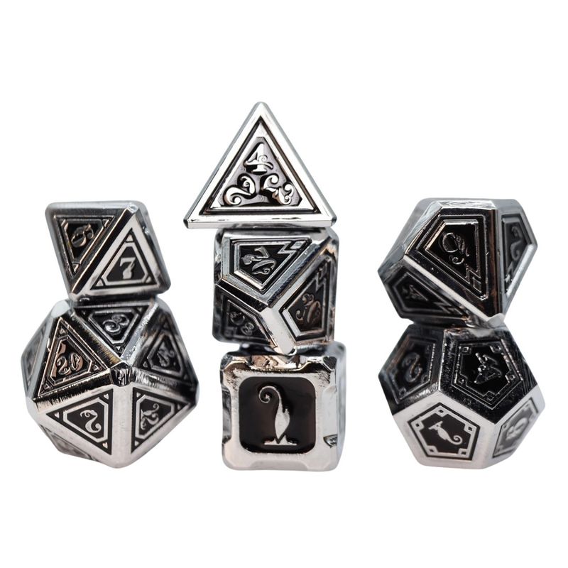 fb DICE SET 7 METAL ALCHEMIST NECROTIC - Silver w/ Black