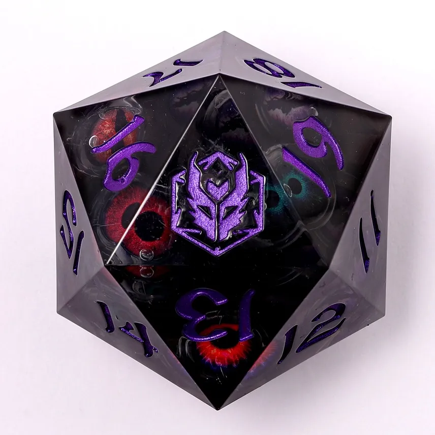 DICE D20 55mm SHARP EDGED MULTI-EYE CORE Dark