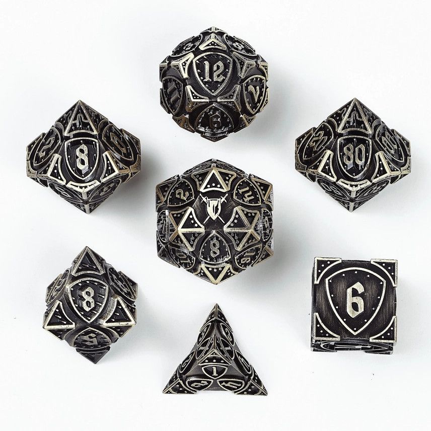 hym DICE SET 7 METAL FIGHTER ANCIENT BRONZE