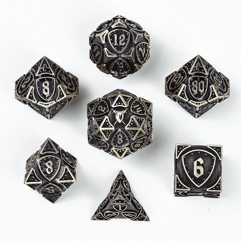 hym DICE SET 7 METAL FIGHTER ANCIENT BRONZE