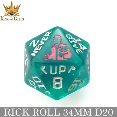 DICE D20 34mm RICK ROLLED