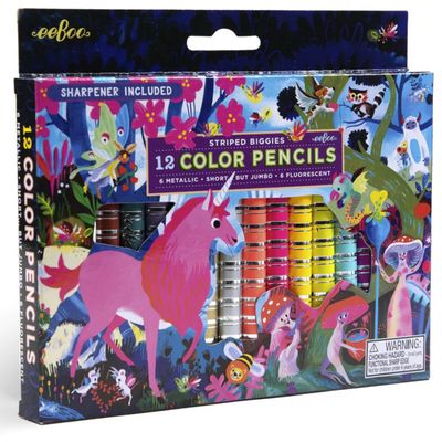COLOR PENCILS: STRIPED BIGGIES (12) - MAGICAL CREATURES COLOR PENCILS: STRIPED BIGGIES (12) - MAGICAL CREATURES