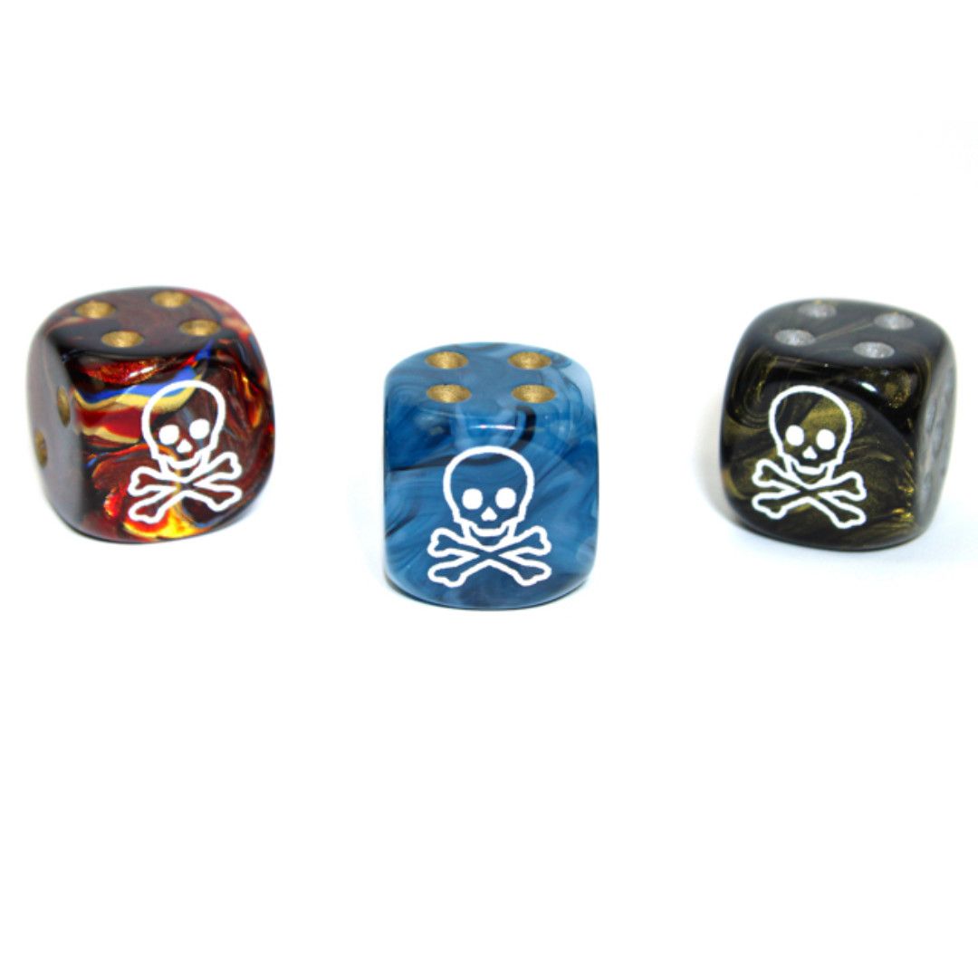 CUSTOM D6 16mm SKULL &amp; CROSSBONES (Asst.)
