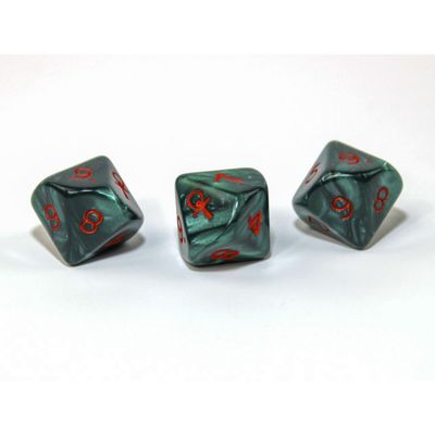 CUSTOM D10 16mm PEARLESCENT ANKH JADE w/ RED
