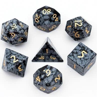 bo DICE SET 7 GEMSTONE SNOW FLAKE w/GOLD