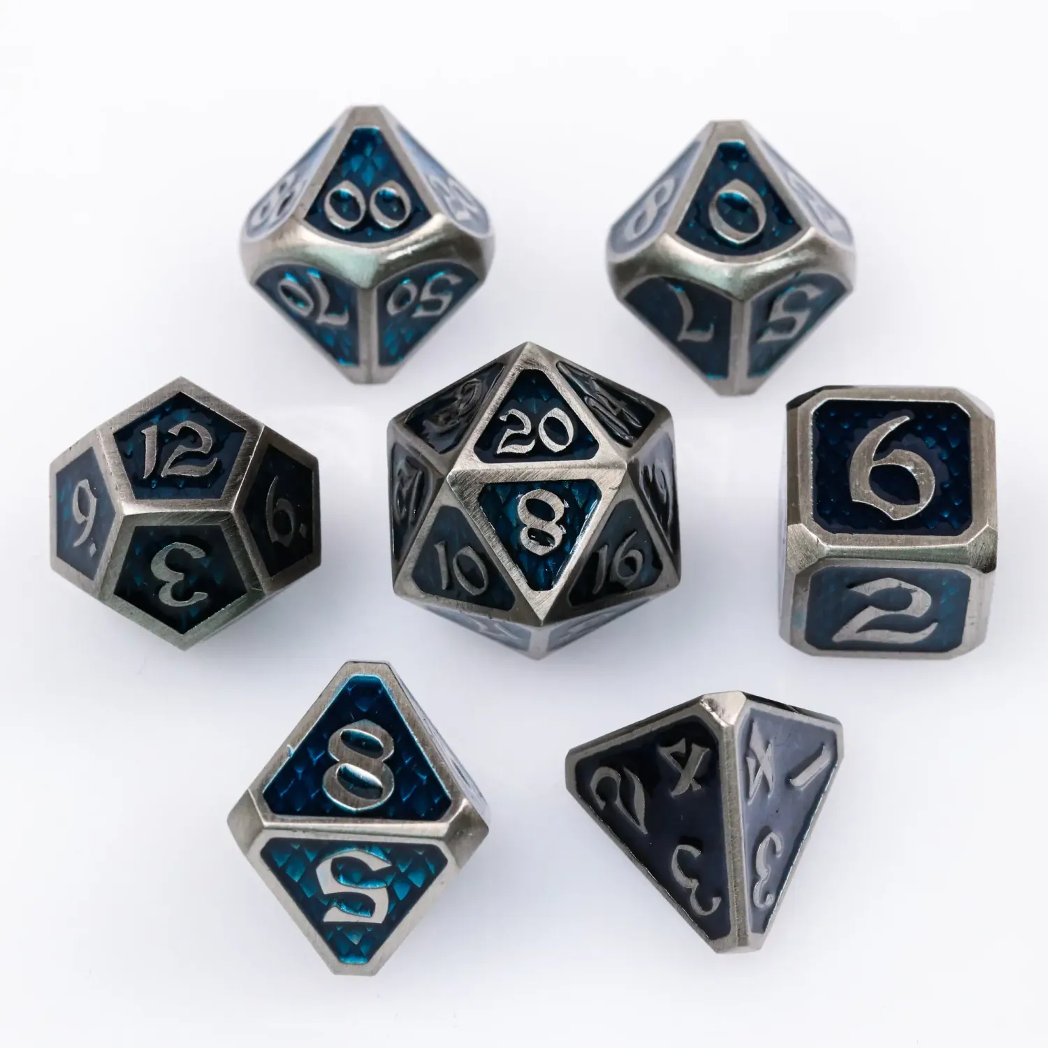 dh DICE SET 7 METAL DRAKONA GEMTOOTH BATHOLAIN