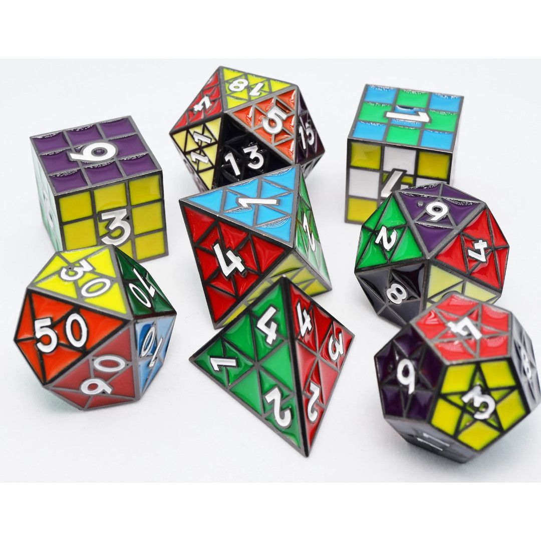fb DICE SET 7 METAL PUZZLE CUBE MIDNIGHT METAL