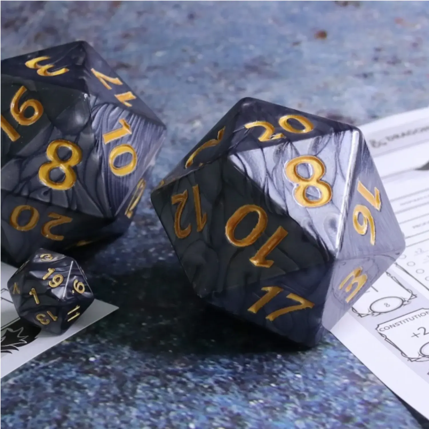 DICE D20 55mm TITAN BLACK PEARL