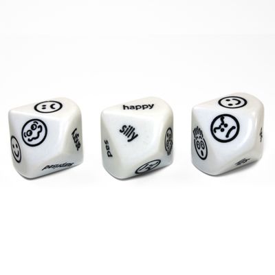CUSTOM D10 20mm FACIAL EXPRESSIONS w/ WORDS WHITE w/ BLACK