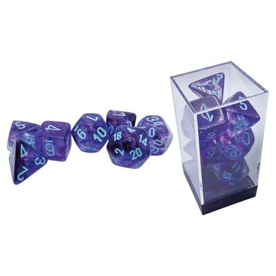 chx DICE SET 7 MEGA-HEDRAL NEBULA NOCTURNAL w/ TURQUOISE