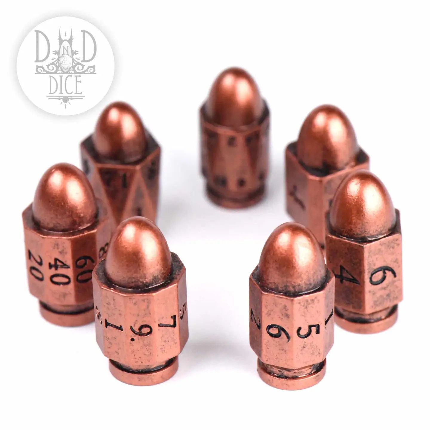 dnd DICE SET 7 BULLETS - POCKET FULL OF SHELLS (Copper)