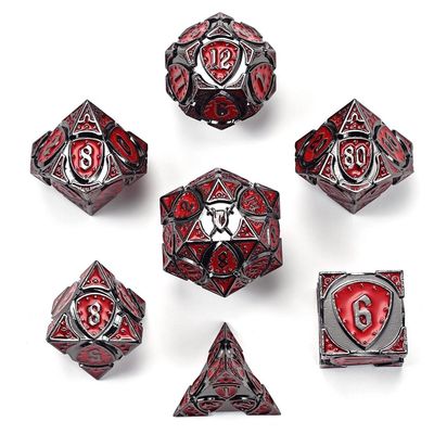 hym DICE SET 7 METAL FIGHTER GUNMETAL w/ RED