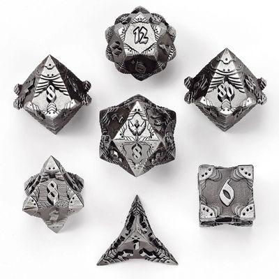 hym DICE SET 7 METAL PALADIN ANCIENT SILVER w/ BLOOD SPATTER