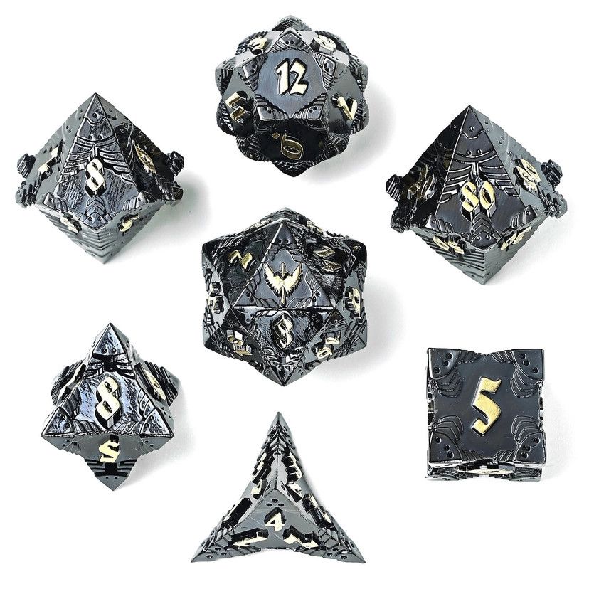 hym DICE SET 7 METAL PALADIN GUNMETAL w/ GOLD