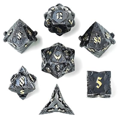 hym DICE SET 7 METAL PALADIN GUNMETAL w/ GOLD