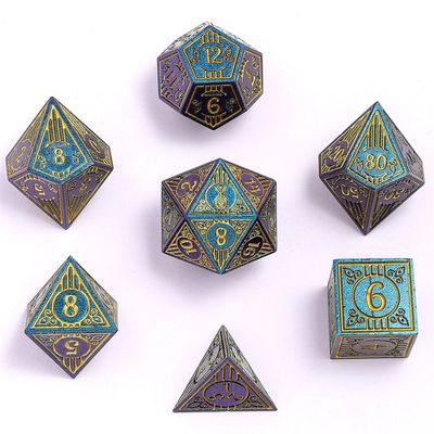 hym DICE SET 7 METAL BARD GLITTER BLUE w/ GOLD