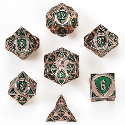 hym DICE SET 7 METAL FIGHTER COPPER w/ GREEN
