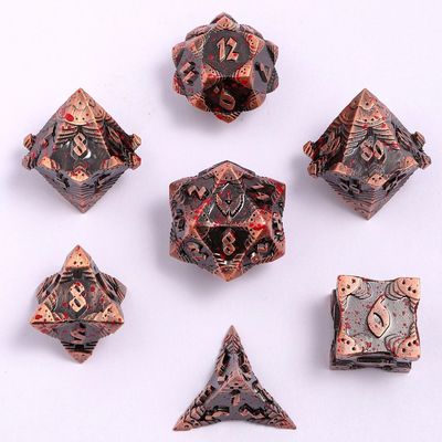 hym DICE SET 7 METAL PALADIN ANCIENT COPPER w/ BLOOD SPATTER