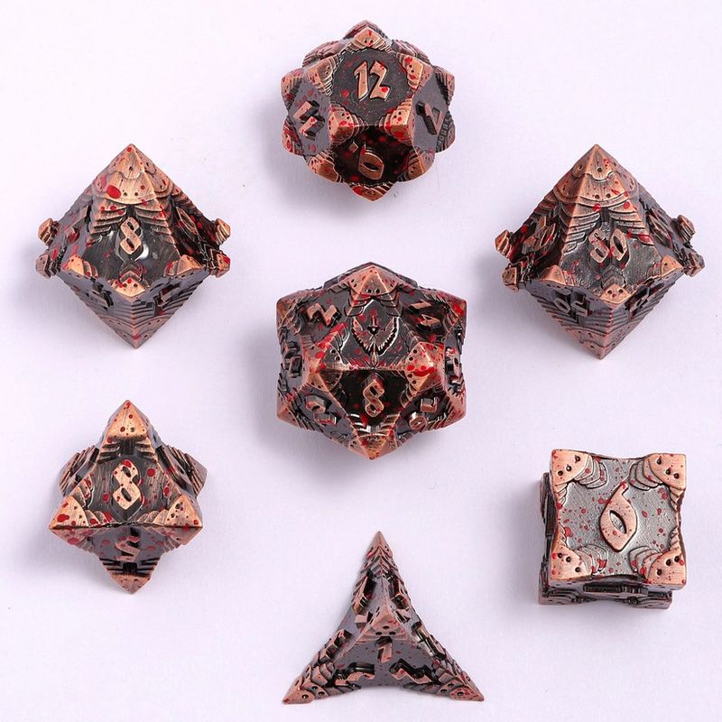hym DICE SET 7 METAL PALADIN ANCIENT COPPER w/ BLOOD SPATTER