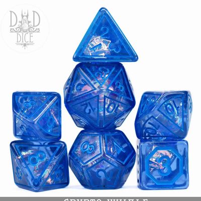 dnd DICE SET 7 CRYPTO WHALE Dark Blue w/ Foil &amp; Blue