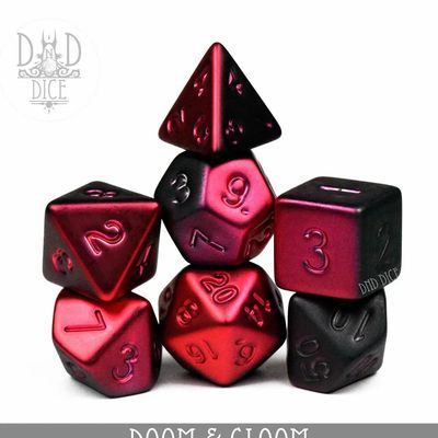 dnd DICE SET 7 DOOM AND GLOOM Metallic Red &amp; Black