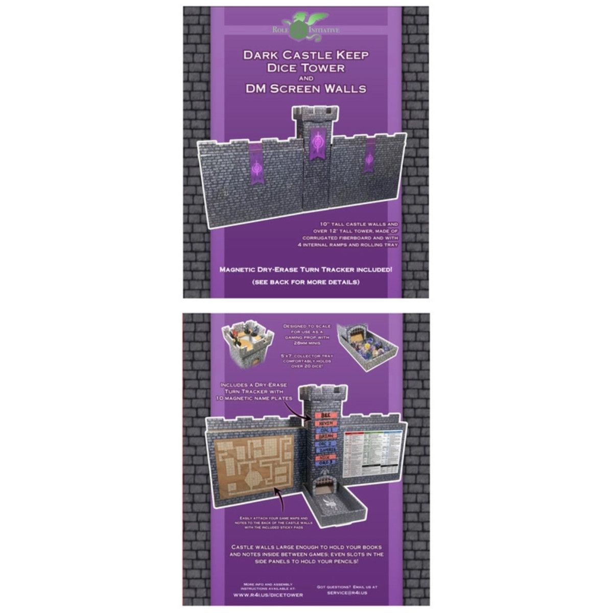 CASTLE KEEP DM SCREEN, DICE TOWER, TURN TRACKER Dark Gray