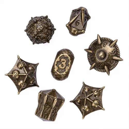cul DICE SET 7 METAL DRAGON BODY - BRONZE