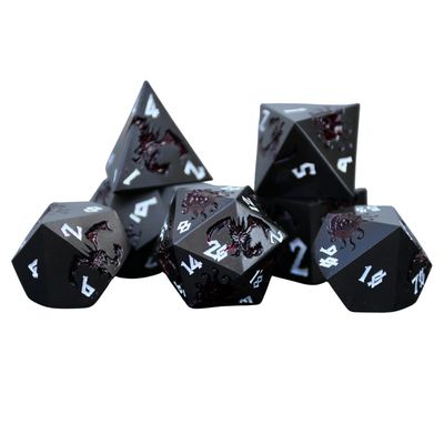 mmg DICE SET 7 METAL MONSTER MANUAL - GUNMETAL &amp; CRIMSON
