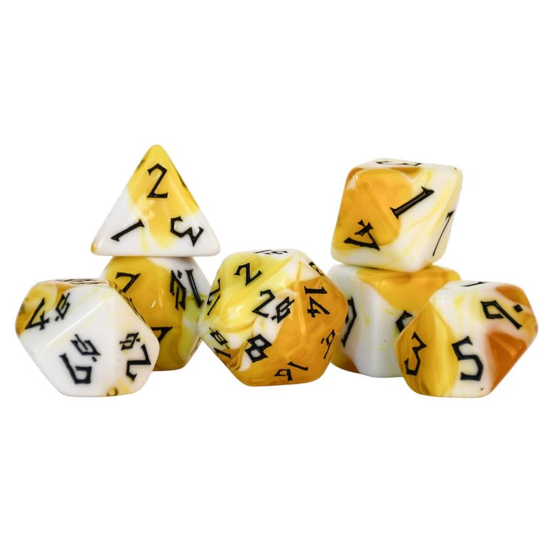 mmg DICE SET 7 MOVIE POPCORN Yellow &amp; White w/ Black