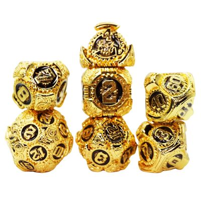 fb DICE SET 7 METAL AIRSHIP GEARS - IMPERIAL AIRCRAFT Gold w/ Black