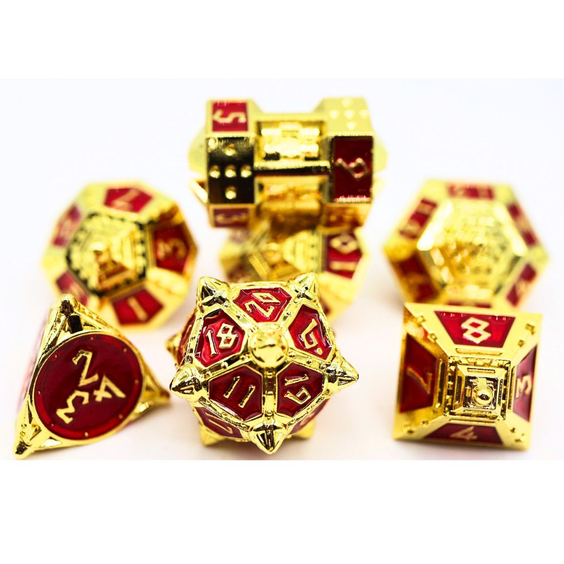 fb DICE SET 7 METAL DICE 51 - SOLAR RUBY