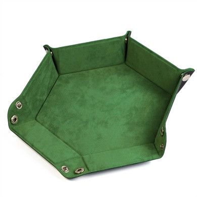 DICE TRAY LEATHERETTE &amp; VELVET HEX Grass Green