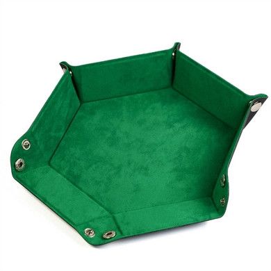 DICE TRAY LEATHERETTE &amp; VELVET HEX Emerald