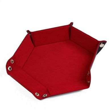 DICE TRAY LEATHERETTE &amp; VELVET HEX Red