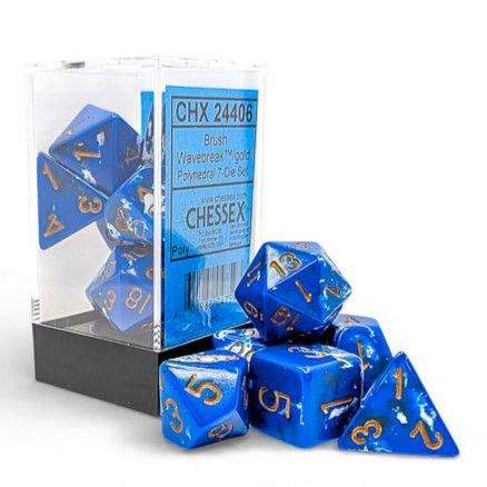 chx DICE SET 7 BRUSH WAVEBREAK w/ GOLD