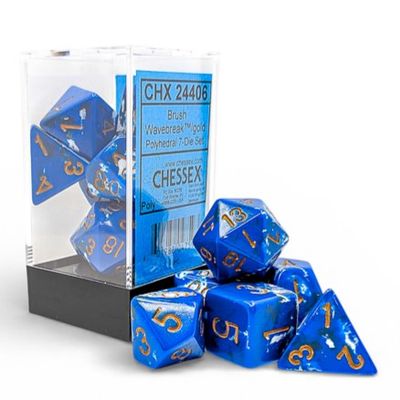 chx DICE SET 7 BRUSH WAVEBREAK w/ GOLD