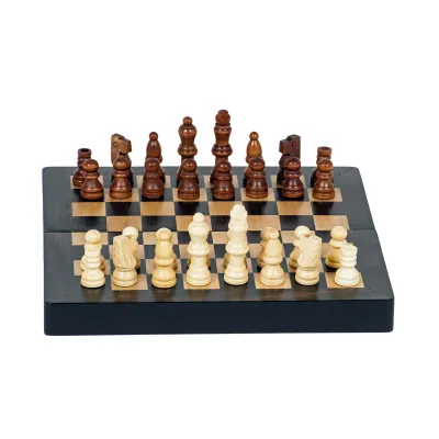 CHESS SET 1.625" WOOD on 8" MAGNETIC FOLDING BOARD