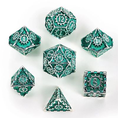 hym DICE SET 7 METAL COGCRAFT - Silver w/ Green