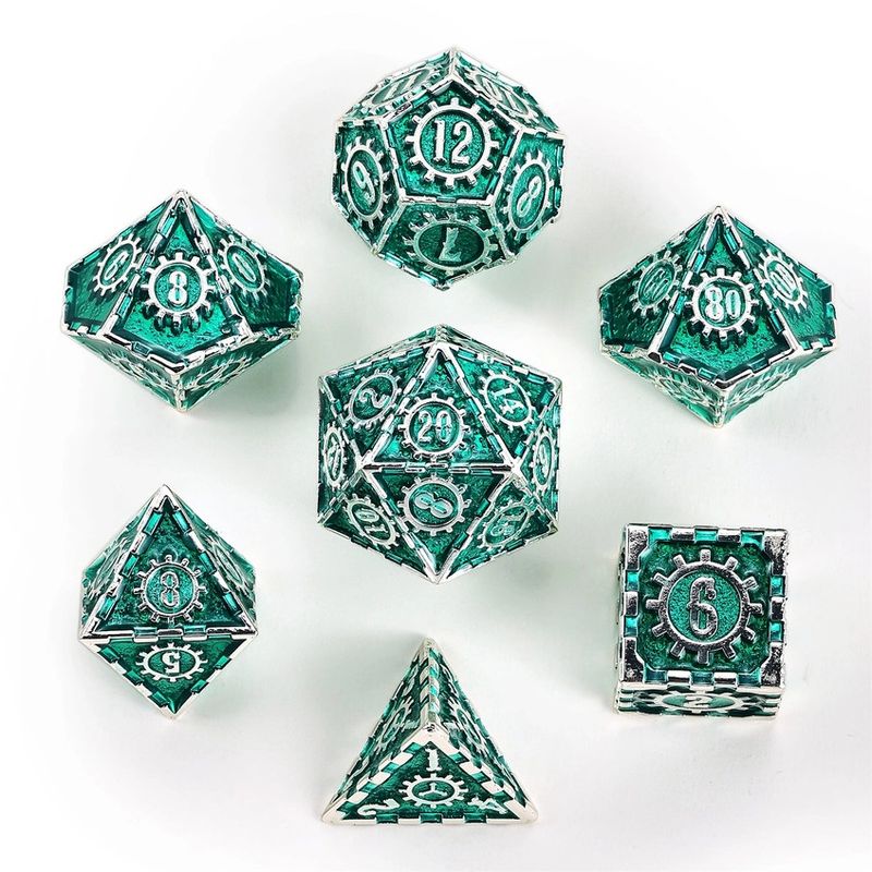 hym DICE SET 7 METAL COGCRAFT - Silver w/ Green
