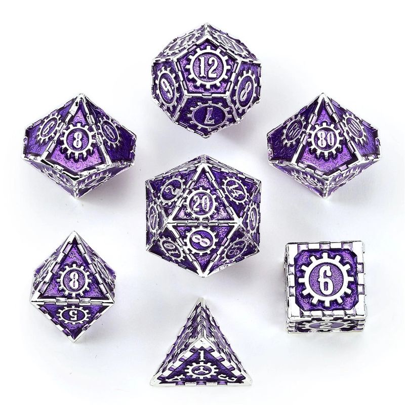hym DICE SET 7 METAL COGCRAFT - Silver w/ Purple