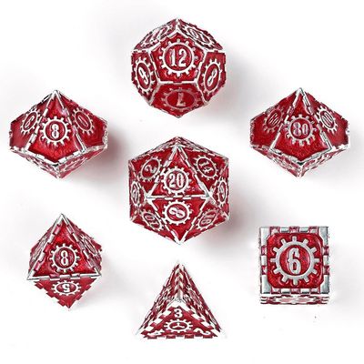hym DICE SET 7 METAL COGCRAFT - Silver w/ Red